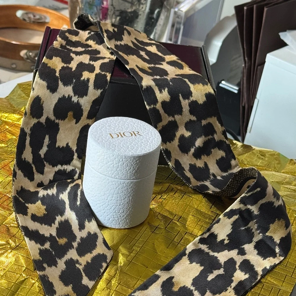 Dior Black and Gold Scarf cheetah animal print Authentic